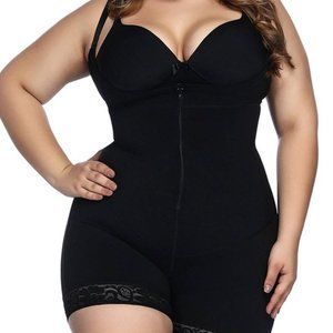 Wholesale Black Underbust Bodysuits Boyshort Open Crotch Lace Slimming Belly
